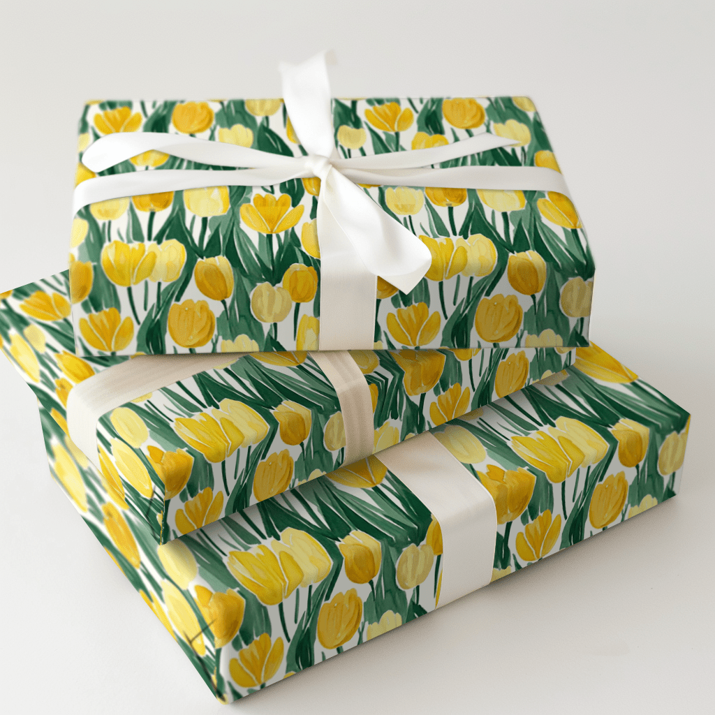 Somebunny Loves Yellow Tulips - Wrapping Paper - Aspen & Arlo