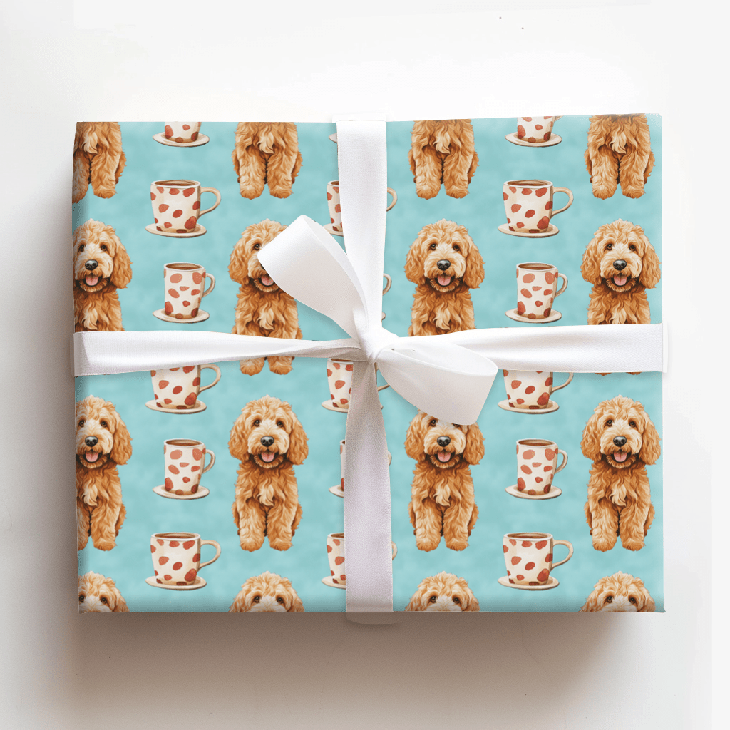 Coffee Day with the Goldendoodle - Wrapping Paper - Aspen & Arlo