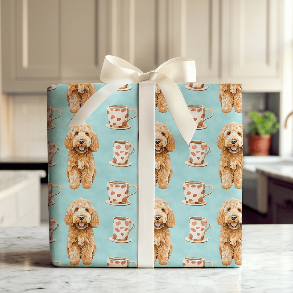 Coffee Day with the Goldendoodle - Wrapping Paper - Aspen & Arlo