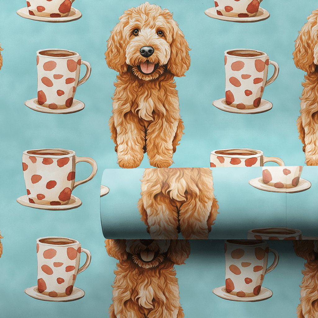 Coffee Day with the Goldendoodle - Wrapping Paper - Aspen & Arlo