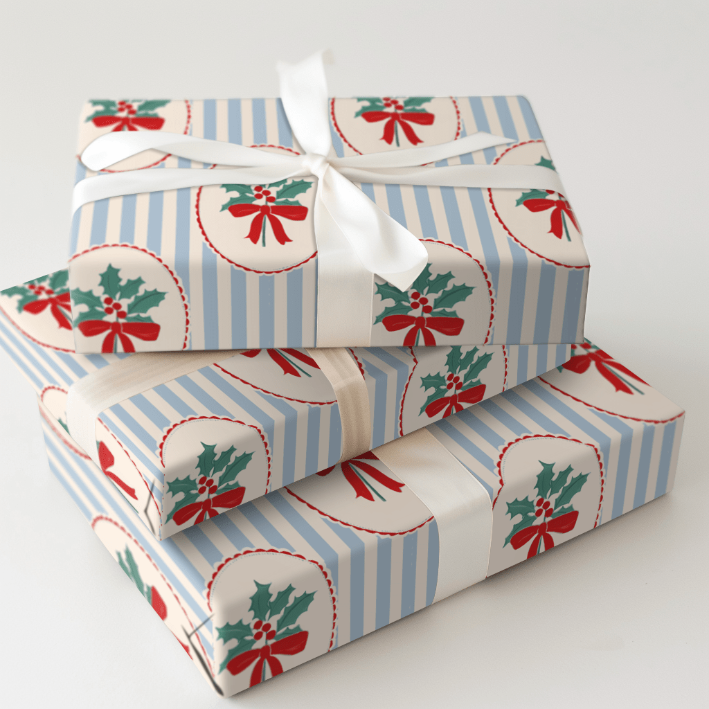 Mistletoe Stripes - Wrapping Paper - Aspen & Arlo