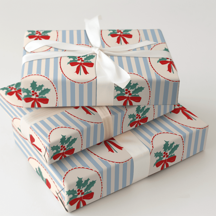 Mistletoe Stripes - Wrapping Paper - Aspen & Arlo