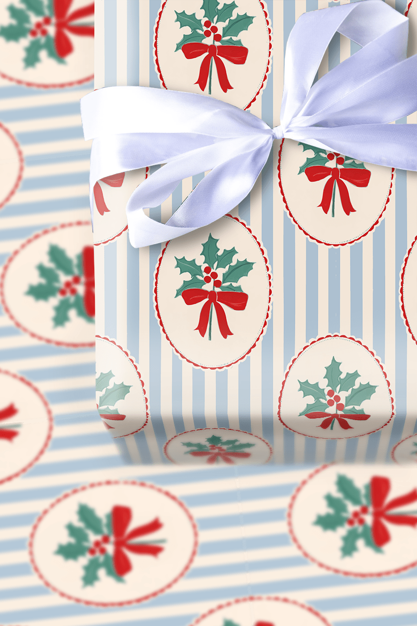 Mistletoe Stripes - Wrapping Paper - Aspen & Arlo