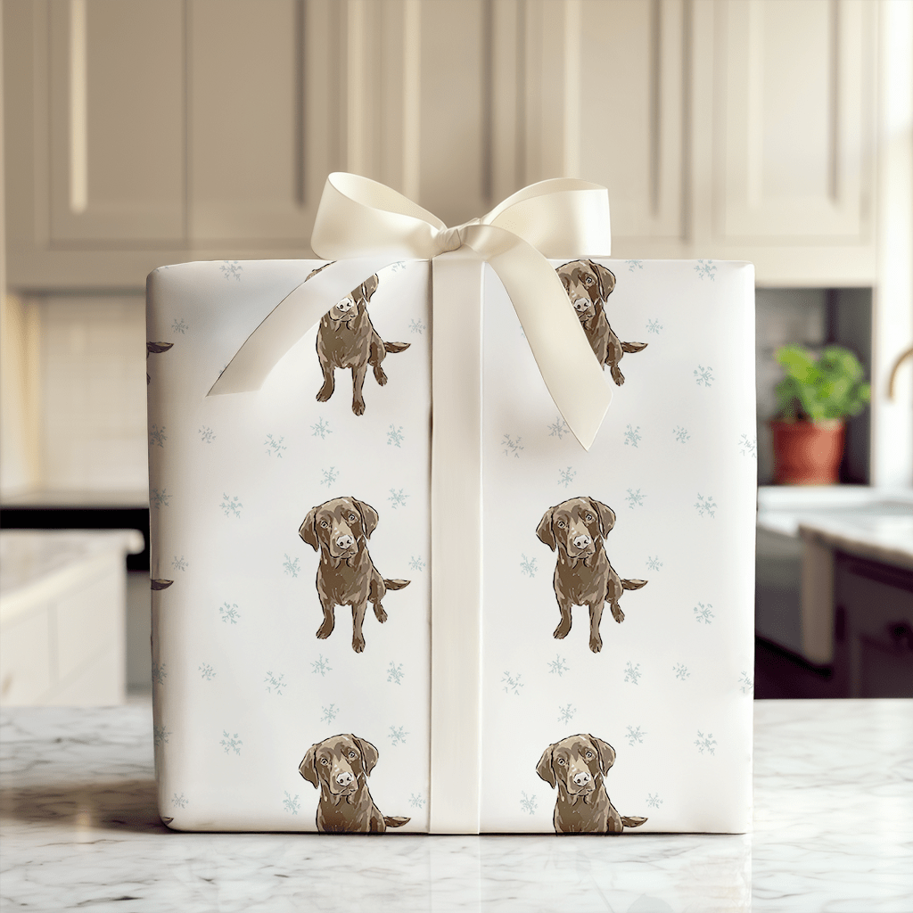Chocolate Lab Snowflakes - Wrapping Paper - Aspen & Arlo