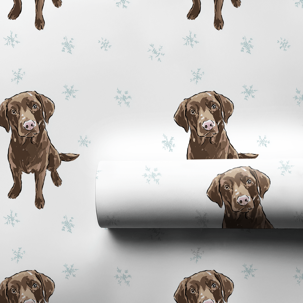 Chocolate Lab Snowflakes - Wrapping Paper - Aspen & Arlo