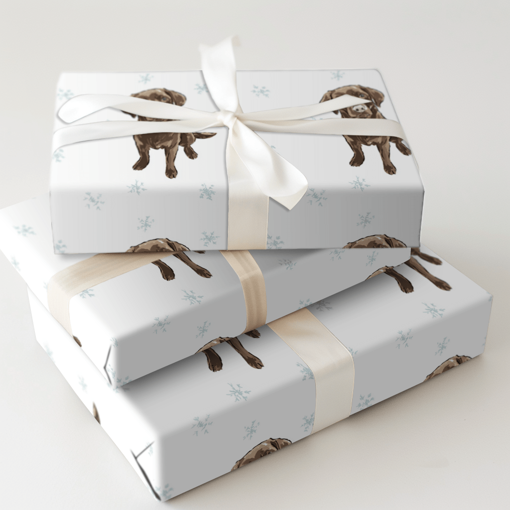 Chocolate Lab Snowflakes - Wrapping Paper - Aspen & Arlo