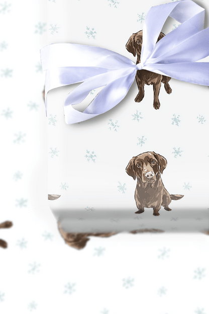 Chocolate Lab Snowflakes - Wrapping Paper - Aspen & Arlo
