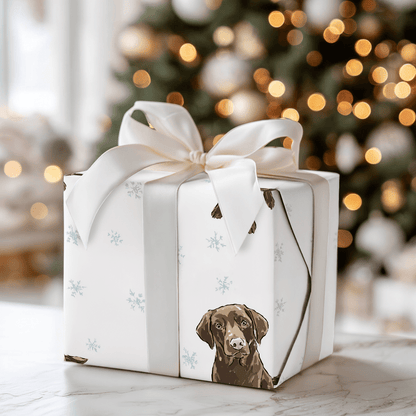 Chocolate Lab Snowflakes - Wrapping Paper - Aspen & Arlo