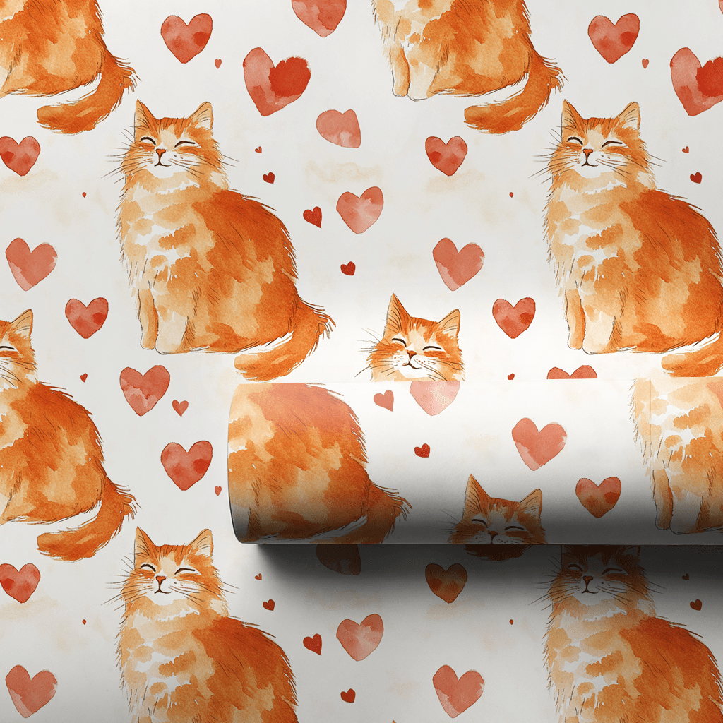 Tabby Cat Valentine - Wrapping Paper - Aspen & Arlo