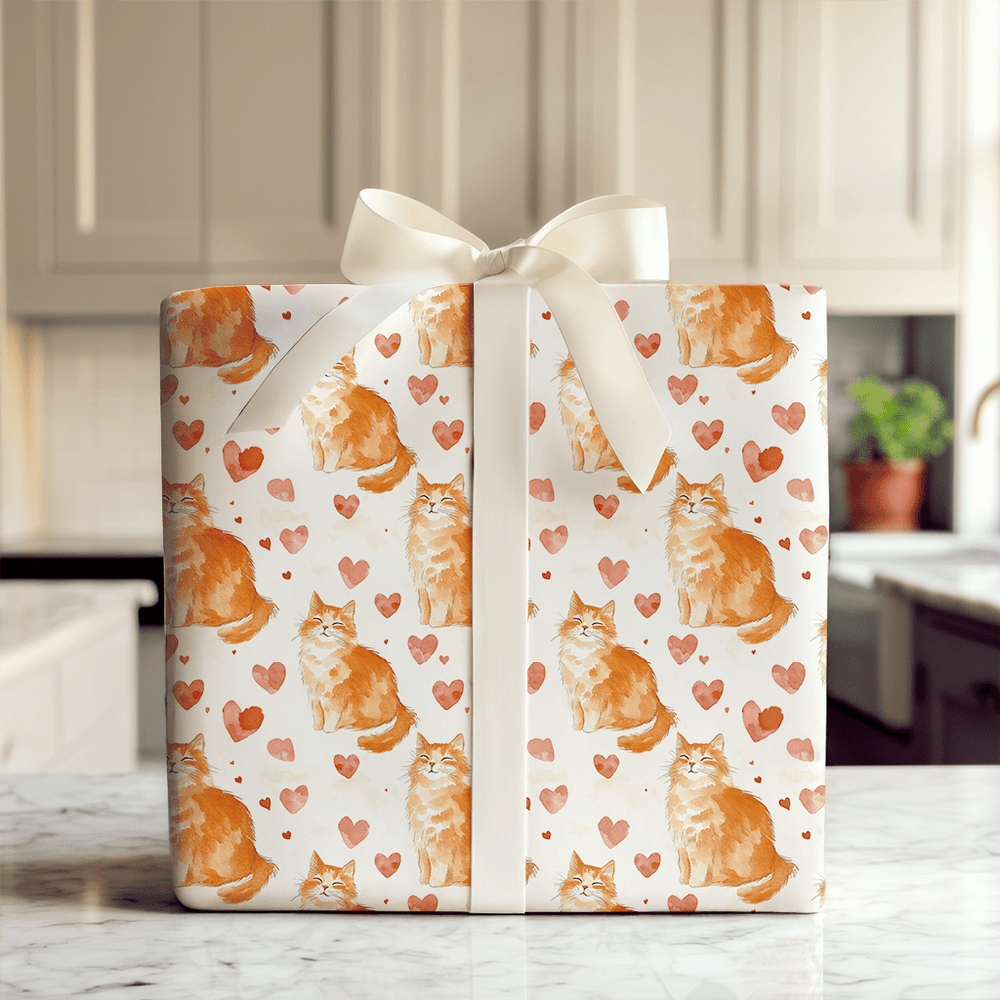 Tabby Cat Valentine - Wrapping Paper - Aspen & Arlo