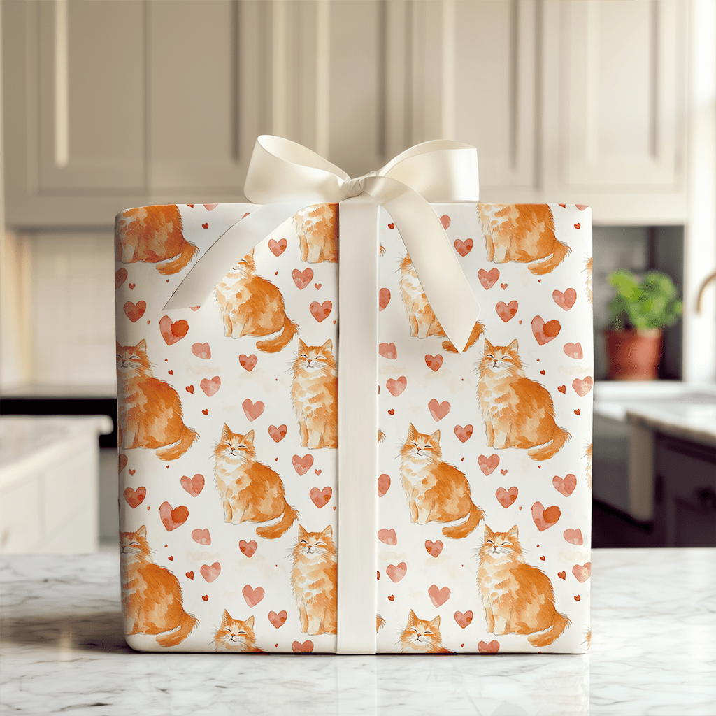 Tabby Cat Valentine - Wrapping Paper - Aspen & Arlo