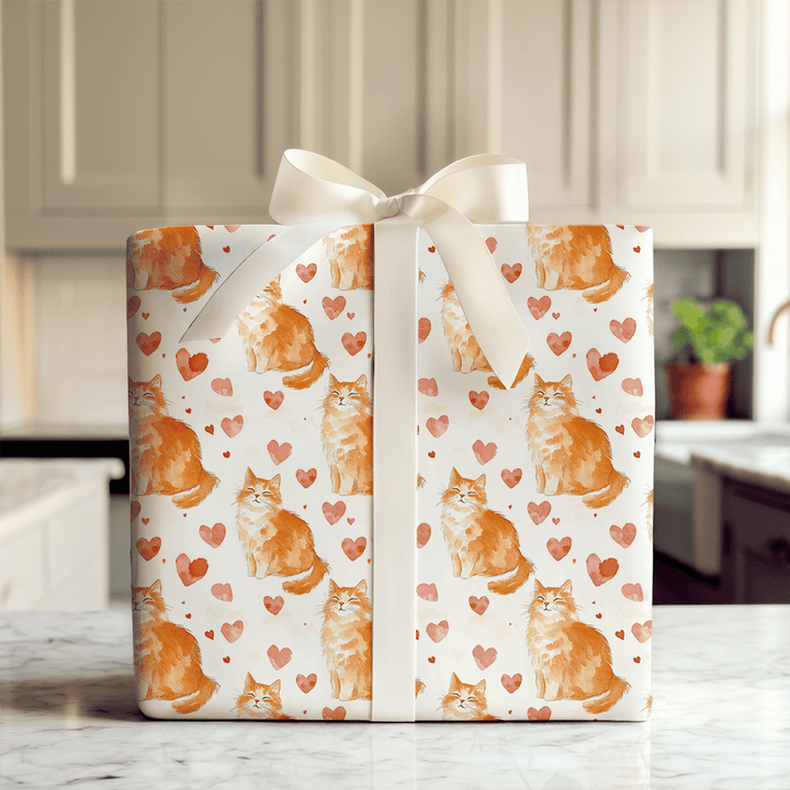 Tabby Cat Valentine - Wrapping Paper - Aspen & Arlo