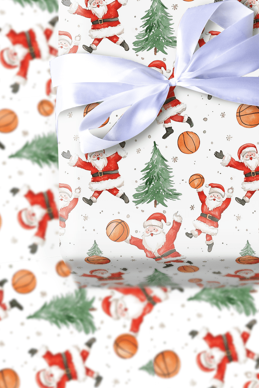 Santa's Fast Break - Wrapping Paper - Aspen & Arlo