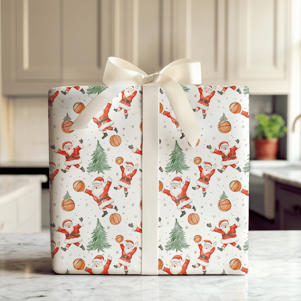 Santa's Fast Break - Wrapping Paper - Aspen & Arlo