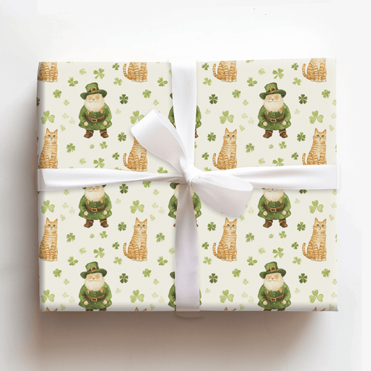 Shamrocks with the Orange Tabby - Wrapping Paper - Aspen & Arlo