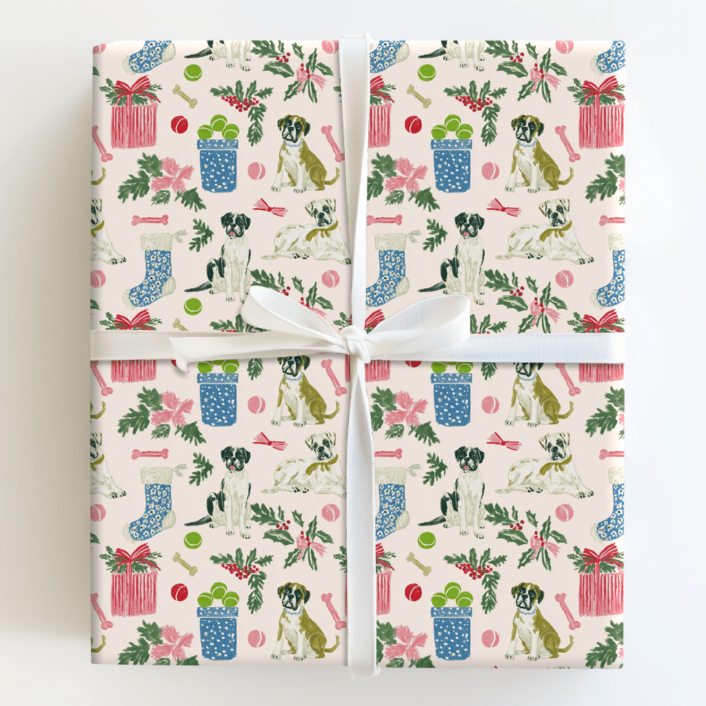 Boxer’s Christmas List - Wrapping Paper - Aspen & Arlo