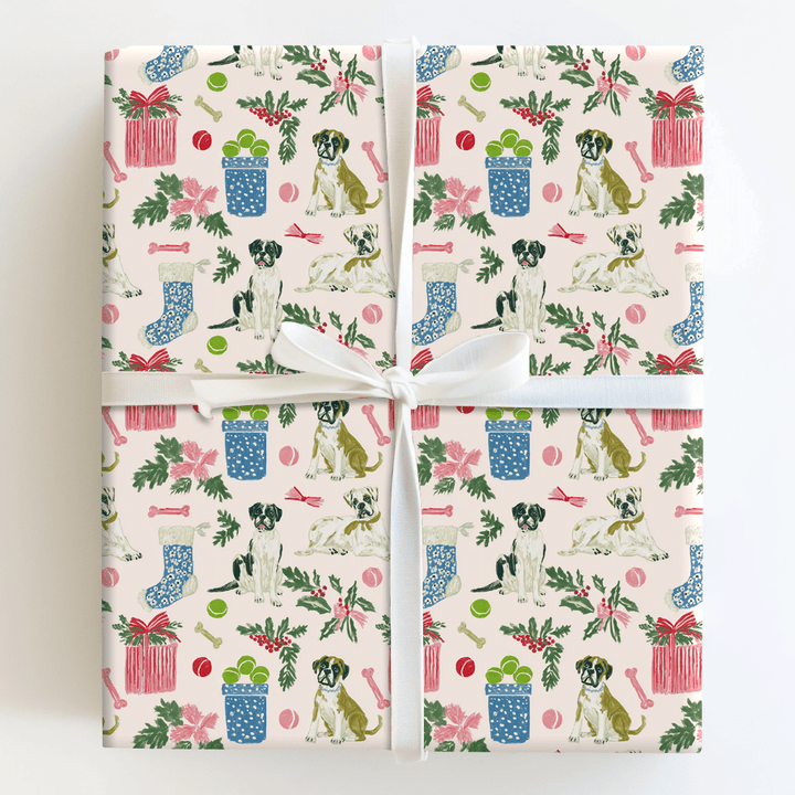 Boxer’s Christmas List - Wrapping Paper - Aspen & Arlo