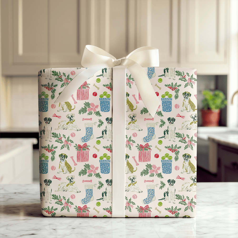 Boxer’s Christmas List - Wrapping Paper - Aspen & Arlo