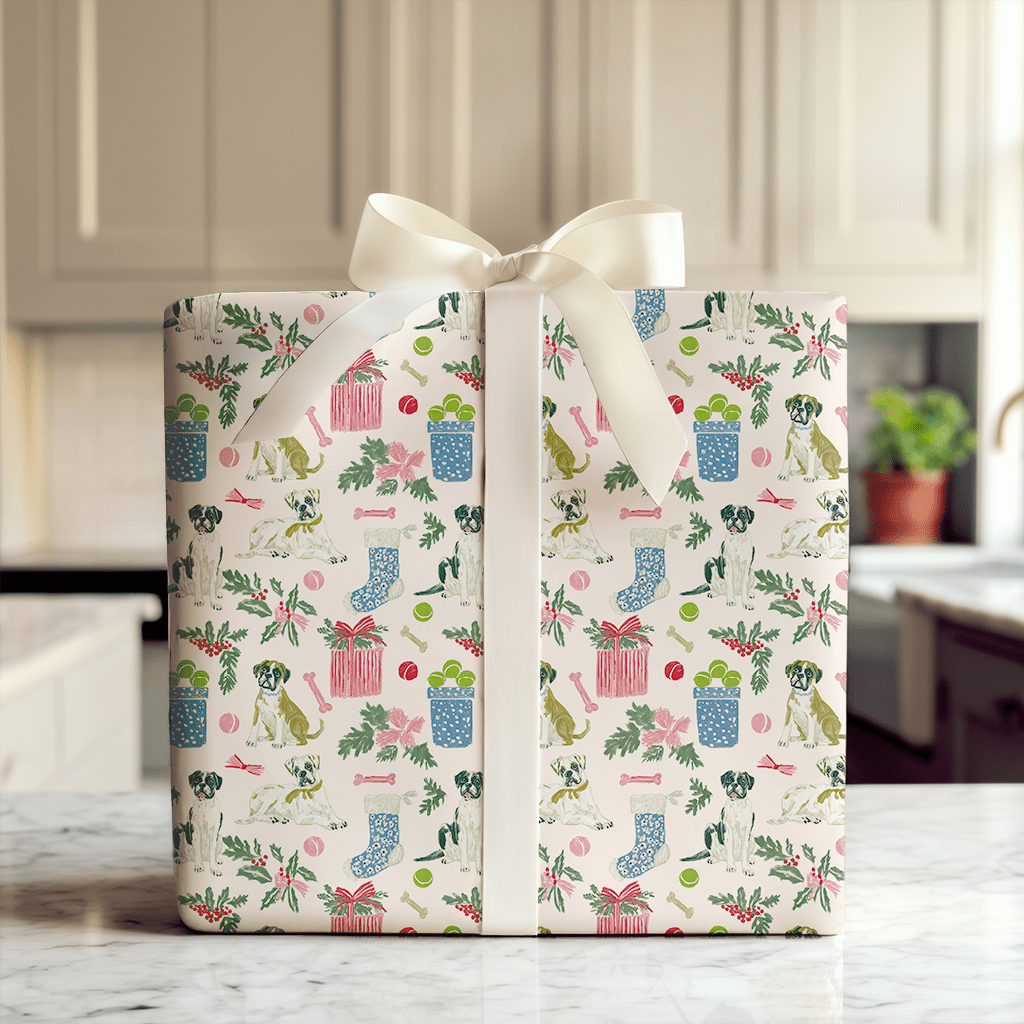 Boxer’s Christmas List - Wrapping Paper - Aspen & Arlo