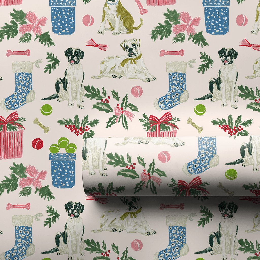 Boxer’s Christmas List - Wrapping Paper - Aspen & Arlo