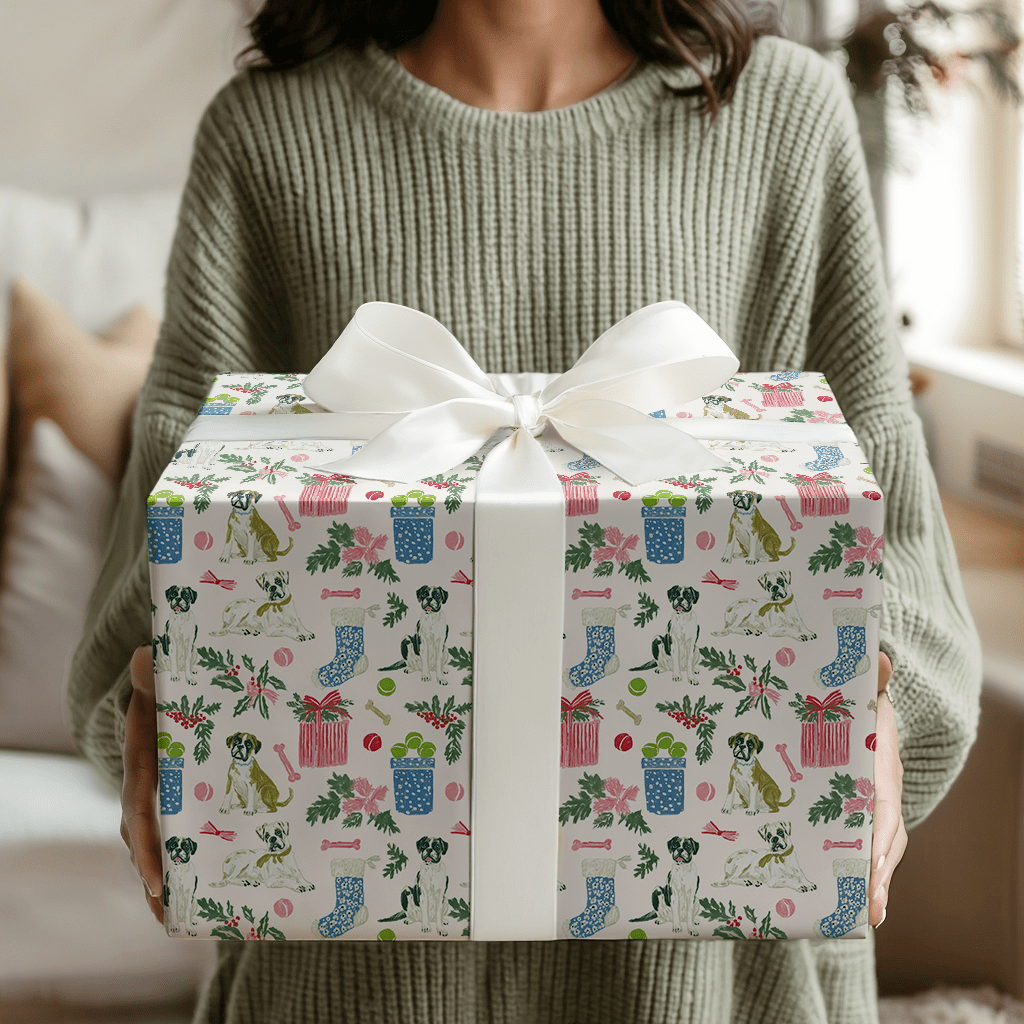 Boxer’s Christmas List - Wrapping Paper - Aspen & Arlo