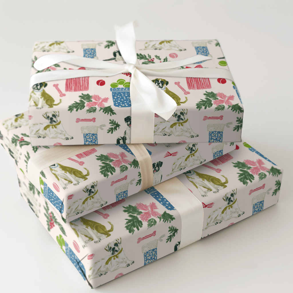 Boxer’s Christmas List - Wrapping Paper - Aspen & Arlo