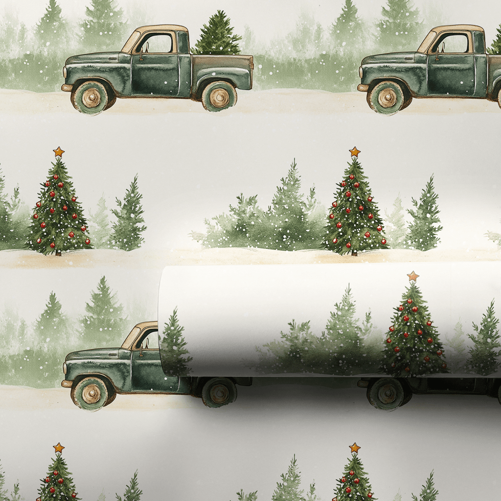 Snowbound Pickup - Wrapping Paper - Aspen & Arlo