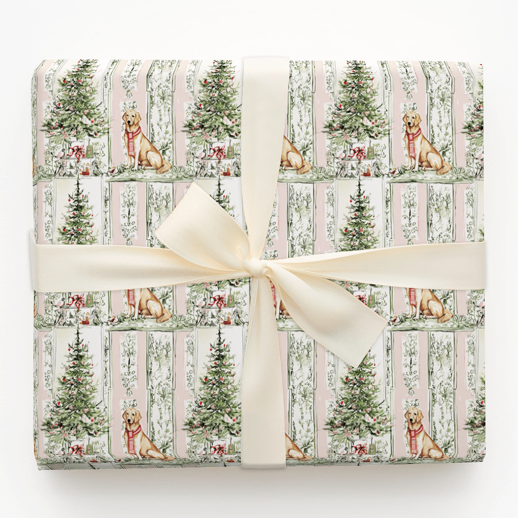 Blush Golden Retriever Christmas - Wrapping Paper - Aspen & Arlo