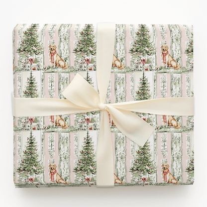 Blush Golden Retriever Christmas - Wrapping Paper - Aspen & Arlo