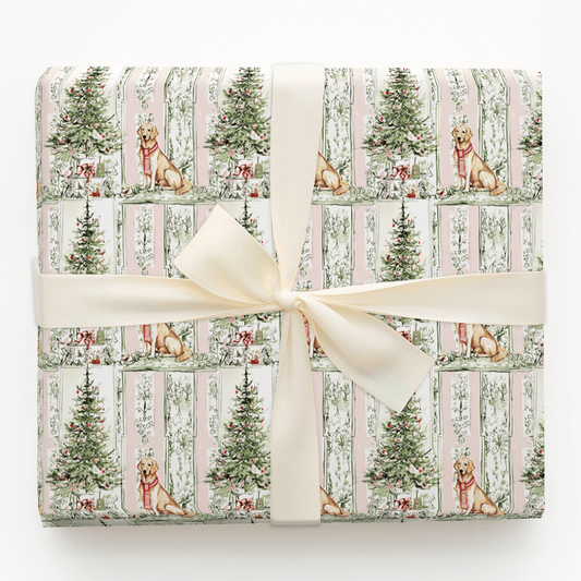 Blush Golden Retriever Christmas - Wrapping Paper - Aspen & Arlo