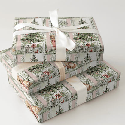 Blush Golden Retriever Christmas - Wrapping Paper - Aspen & Arlo