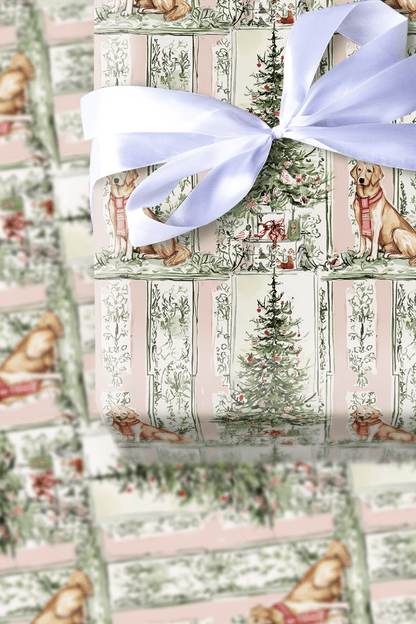 Blush Golden Retriever Christmas - Wrapping Paper - Aspen & Arlo