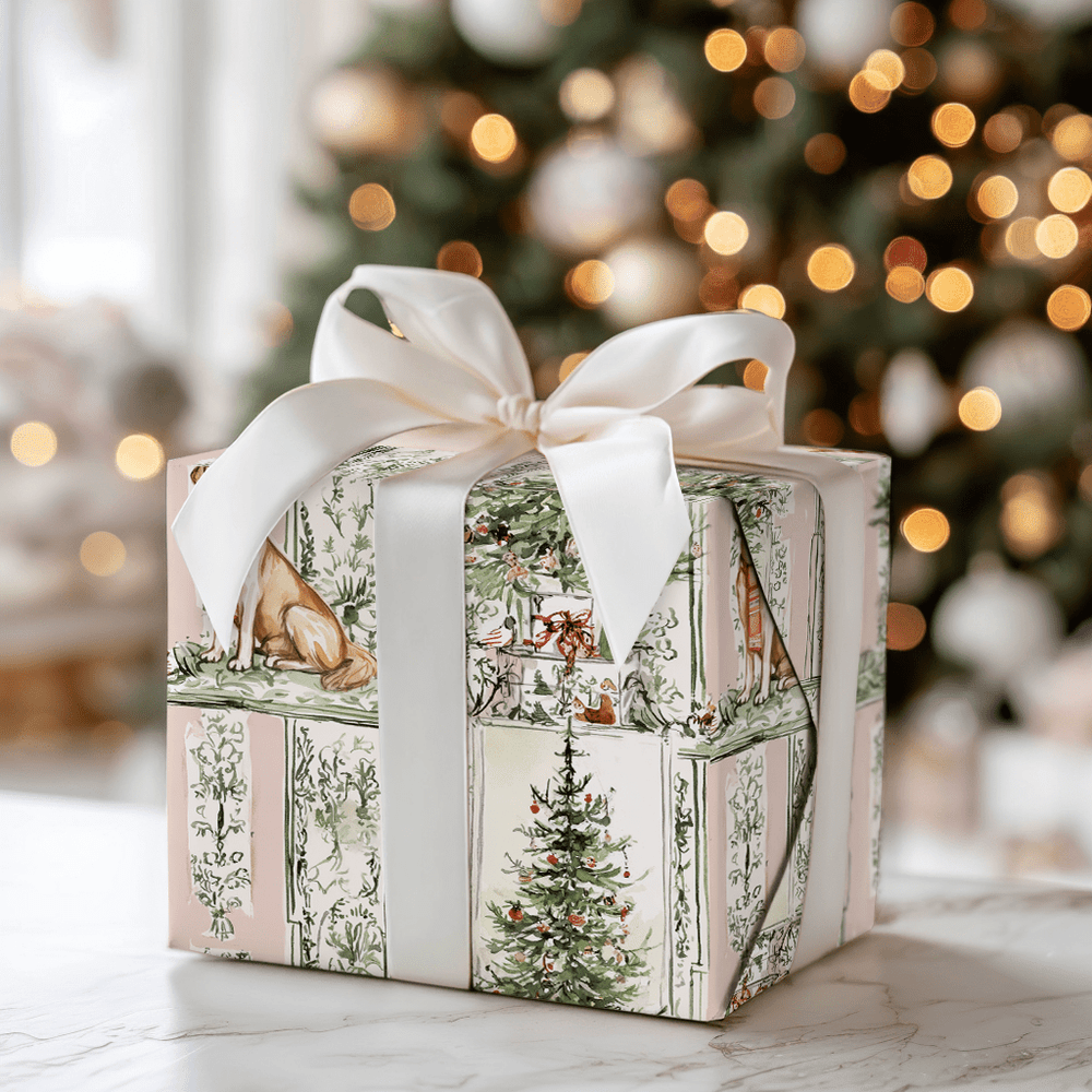 Blush Golden Retriever Christmas - Wrapping Paper - Aspen & Arlo