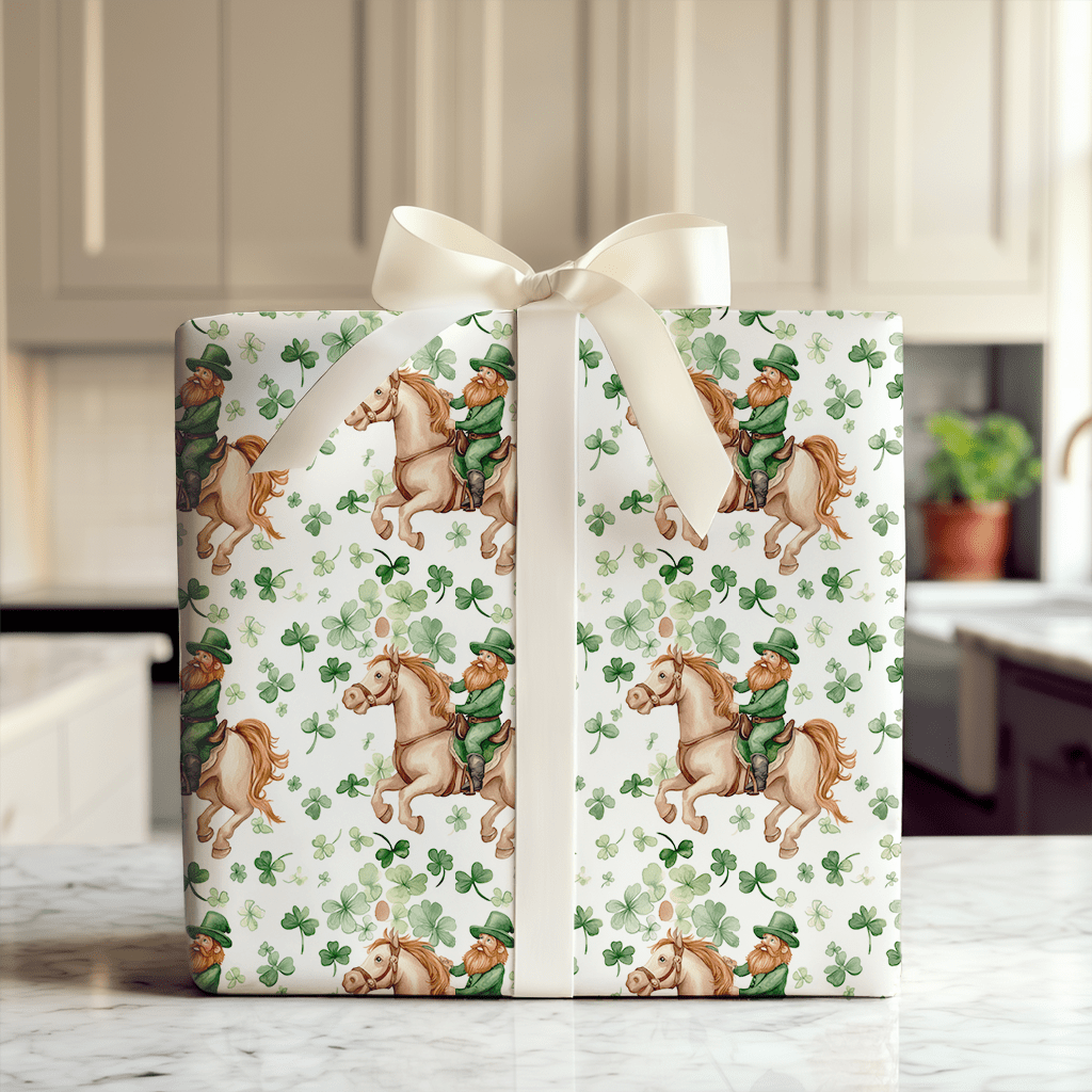 Shamrocks with the Clydesdale - Wrapping Paper - Aspen & Arlo