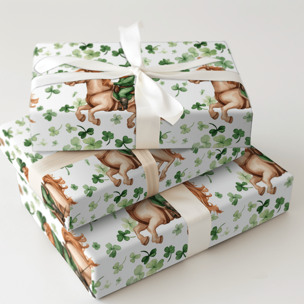 Shamrocks with the Clydesdale - Wrapping Paper - Aspen & Arlo