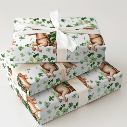 Shamrocks with the Clydesdale - Wrapping Paper - Aspen & Arlo