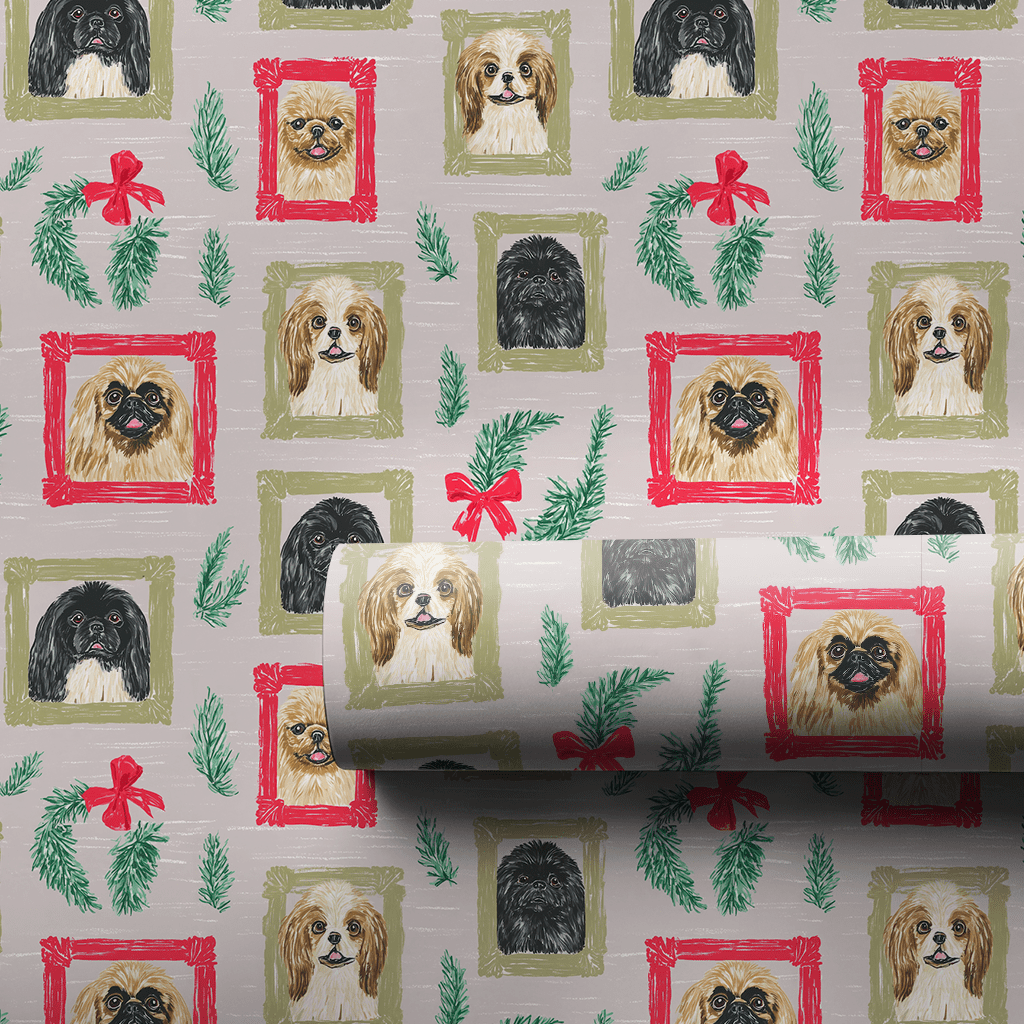 Pekingese Holiday Portraits - Wrapping Paper - Aspen & Arlo