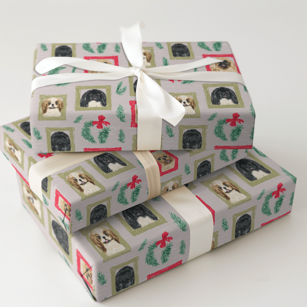 Pekingese Holiday Portraits - Wrapping Paper - Aspen & Arlo