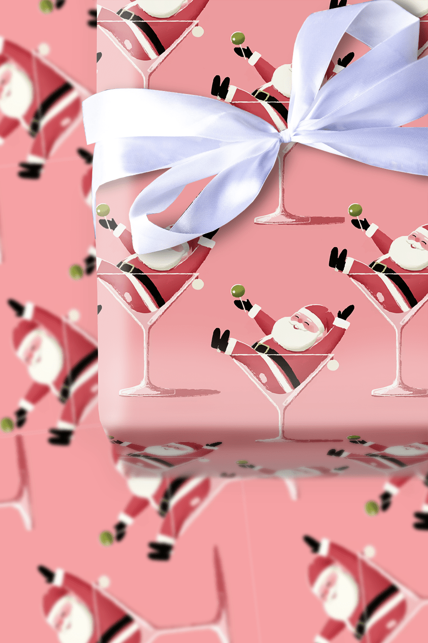 Santa - tini - Wrapping Paper - Aspen & Arlo