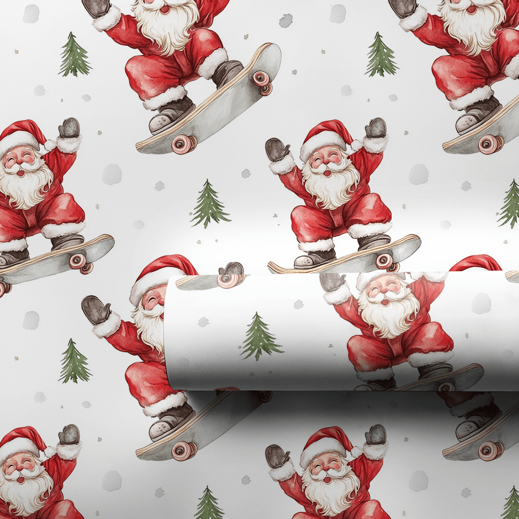 Radical Ride Santa - Wrapping Paper - Aspen & Arlo