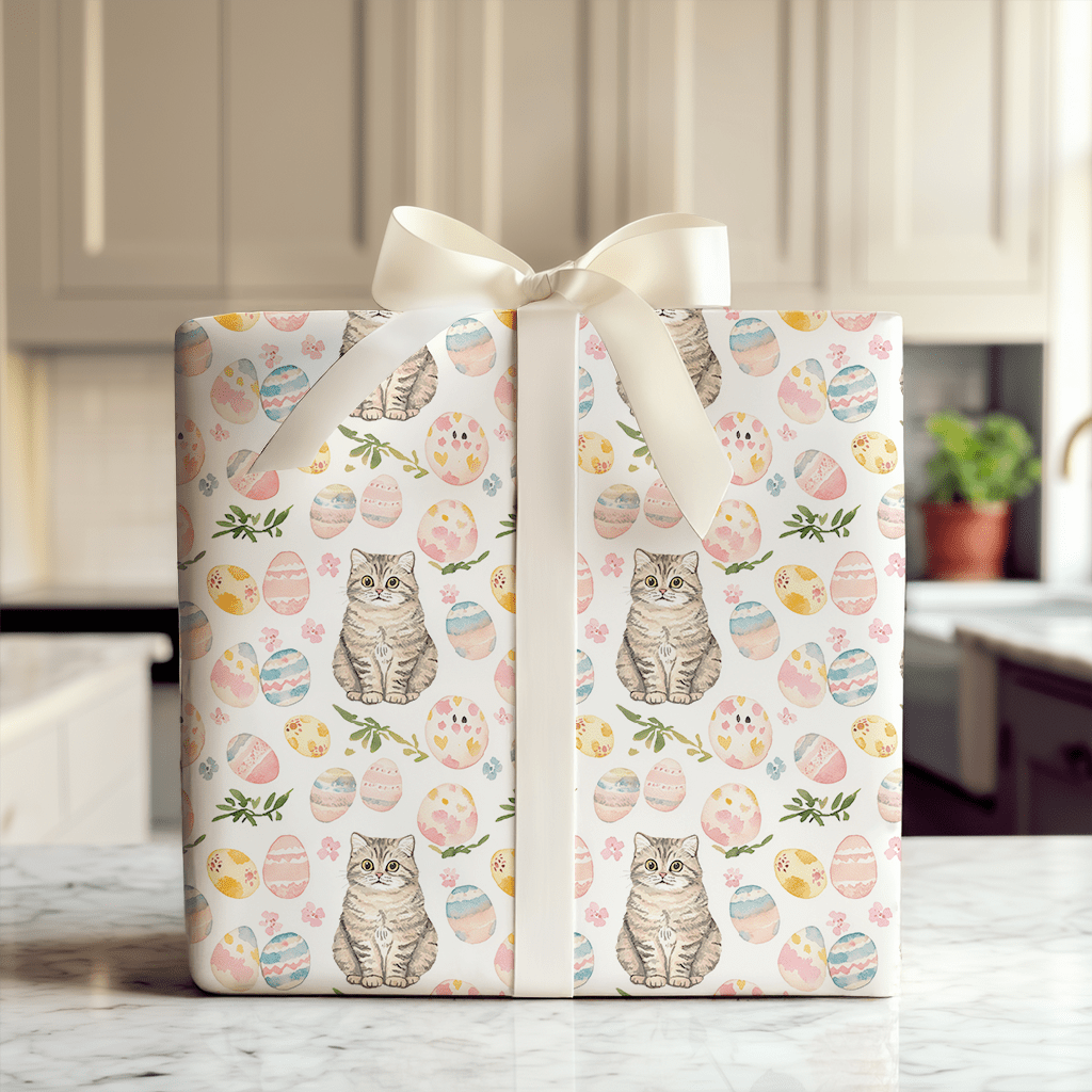 Easter Eggs with the Scottish Fold - Wrapping Paper - Aspen & Arlo