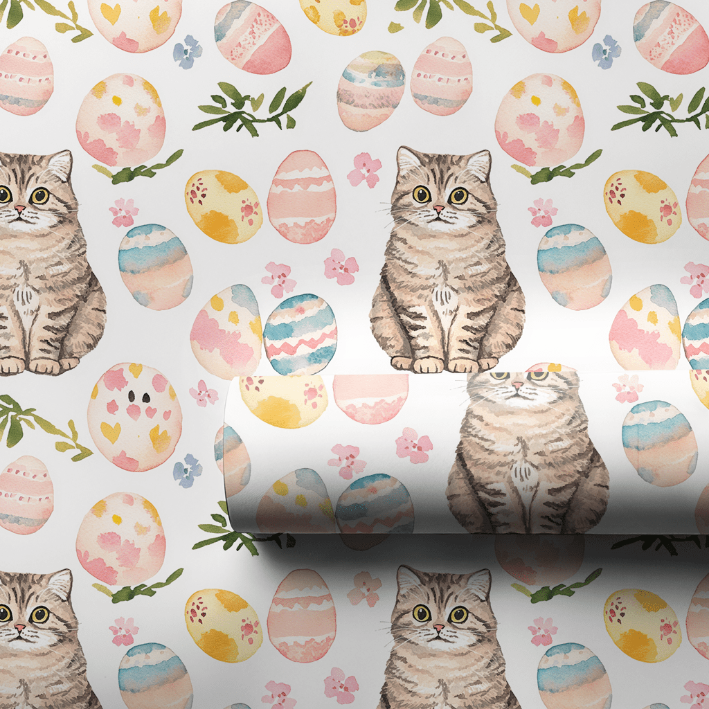 Easter Eggs with the Scottish Fold - Wrapping Paper - Aspen & Arlo
