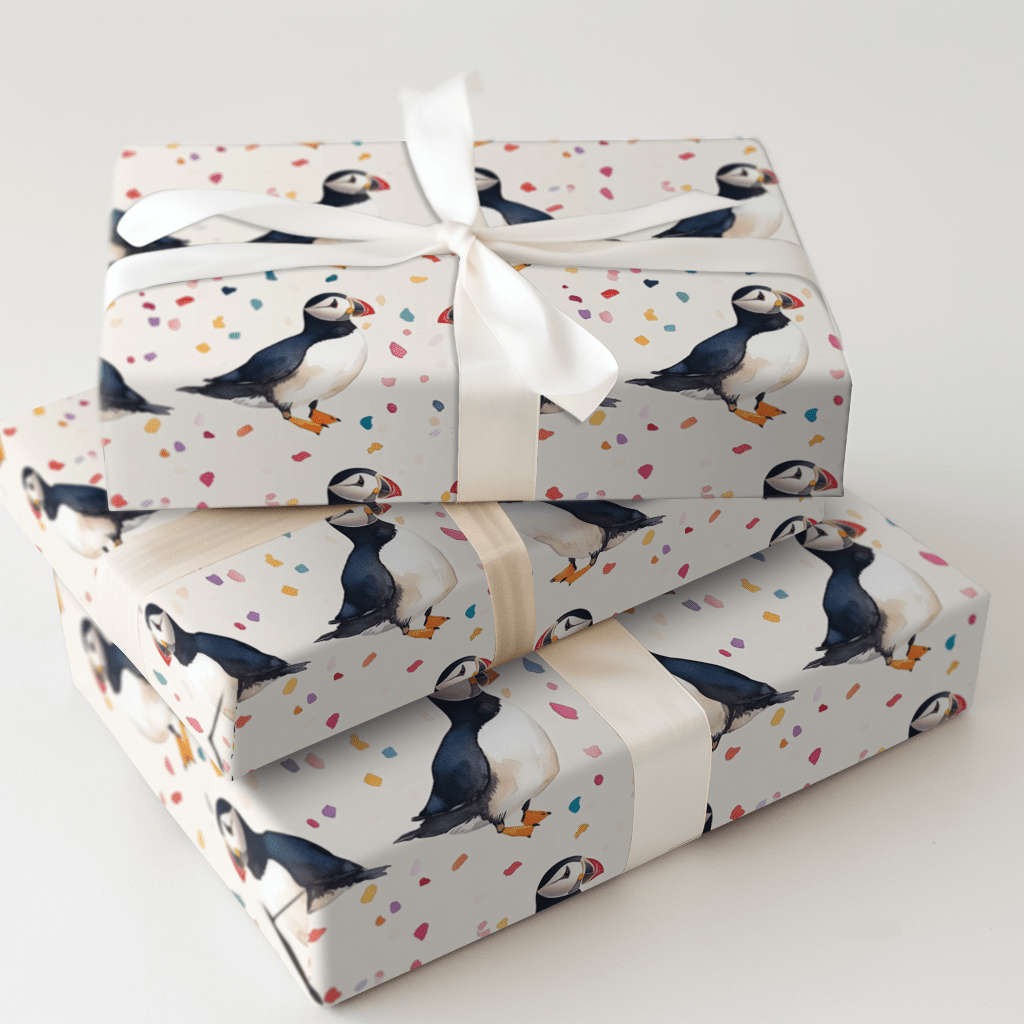 Puffin Party - Wrapping Paper - Aspen & Arlo