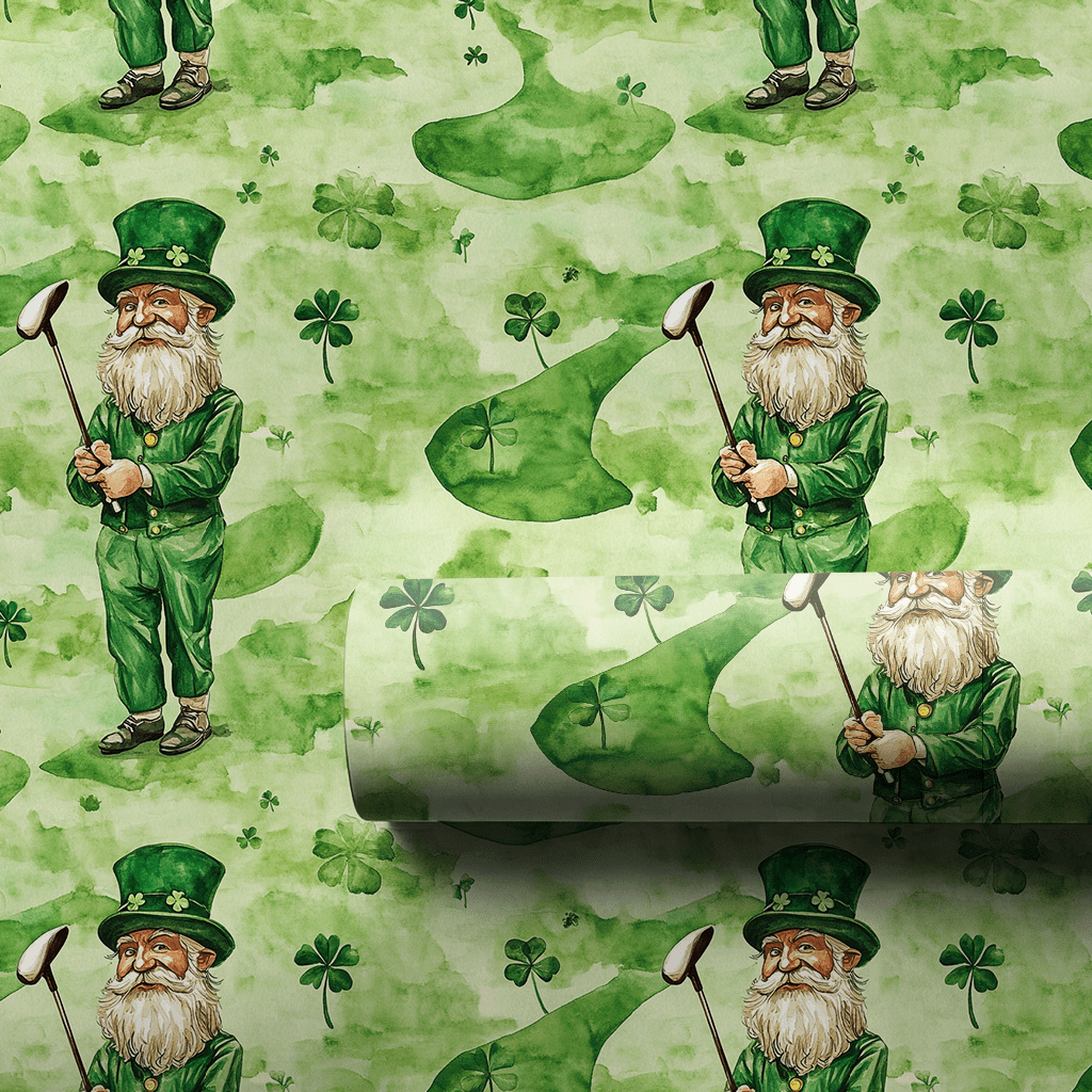 Long Drive Leprechaun - Wrapping Paper - Aspen & Arlo