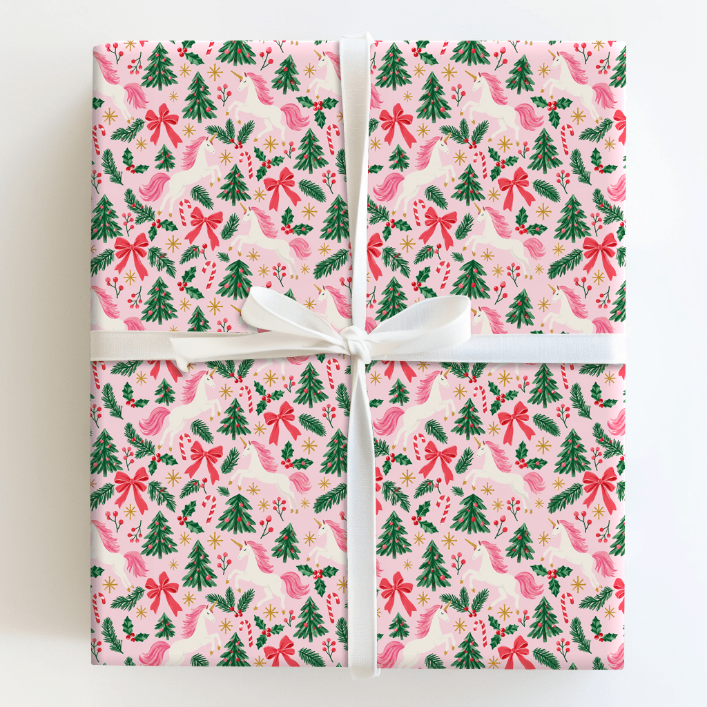 Pink Pine Unicorns - Wrapping Paper - Aspen & Arlo