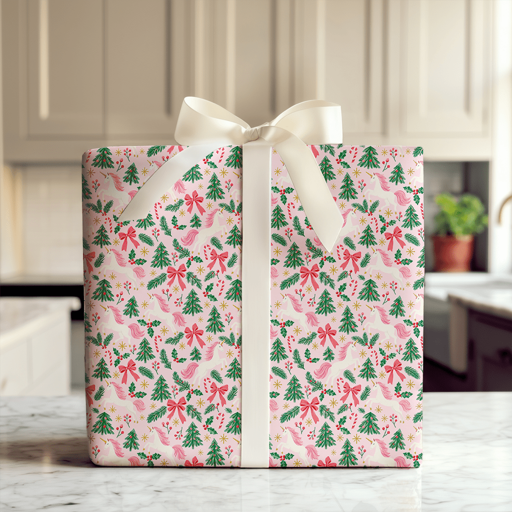 Pink Pine Unicorns - Wrapping Paper - Aspen & Arlo