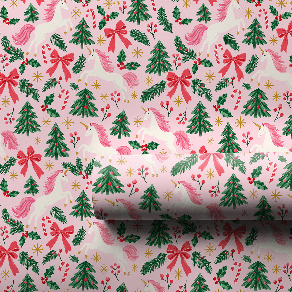 Pink Pine Unicorns - Wrapping Paper - Aspen & Arlo