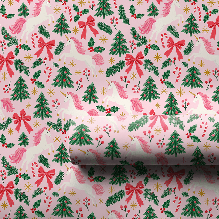 Pink Pine Unicorns - Wrapping Paper - Aspen & Arlo
