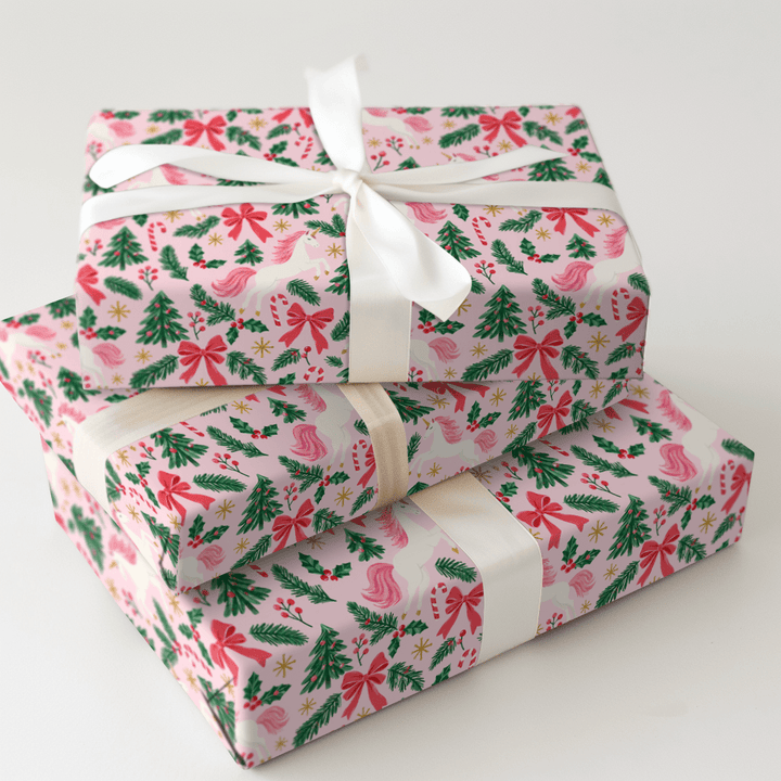 Pink Pine Unicorns - Wrapping Paper - Aspen & Arlo