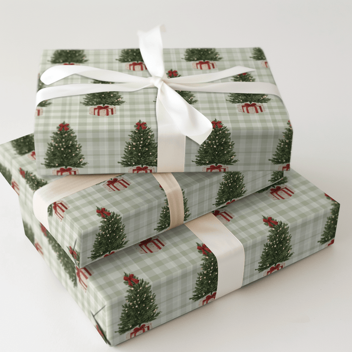 Gingham Christmas Glow - Wrapping Paper - Aspen & Arlo